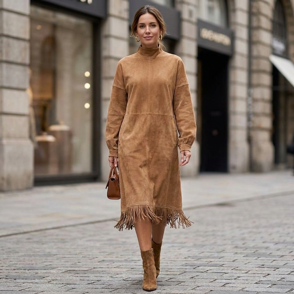 Thalia Tassel Mock Neck Dress