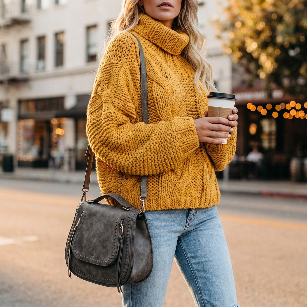 Freya Cable Knit Turtleneck Sweater