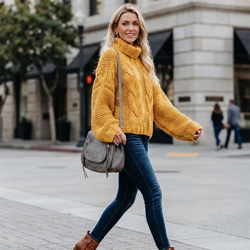 Freya Cable Knit Turtleneck Sweater
