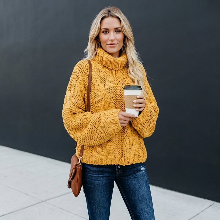 Freya Cable Knit Turtleneck Sweater