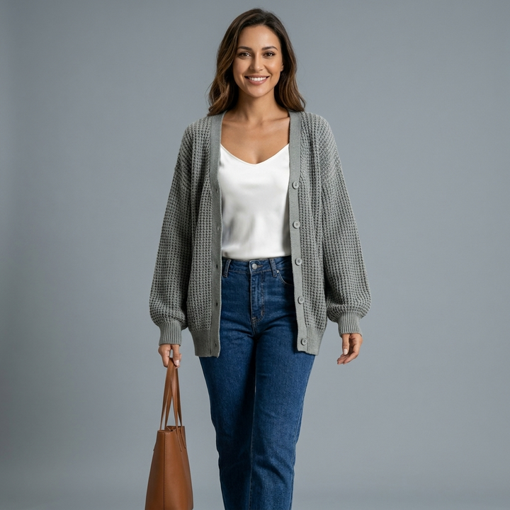 Genevieve Waffle Knit Cardigan