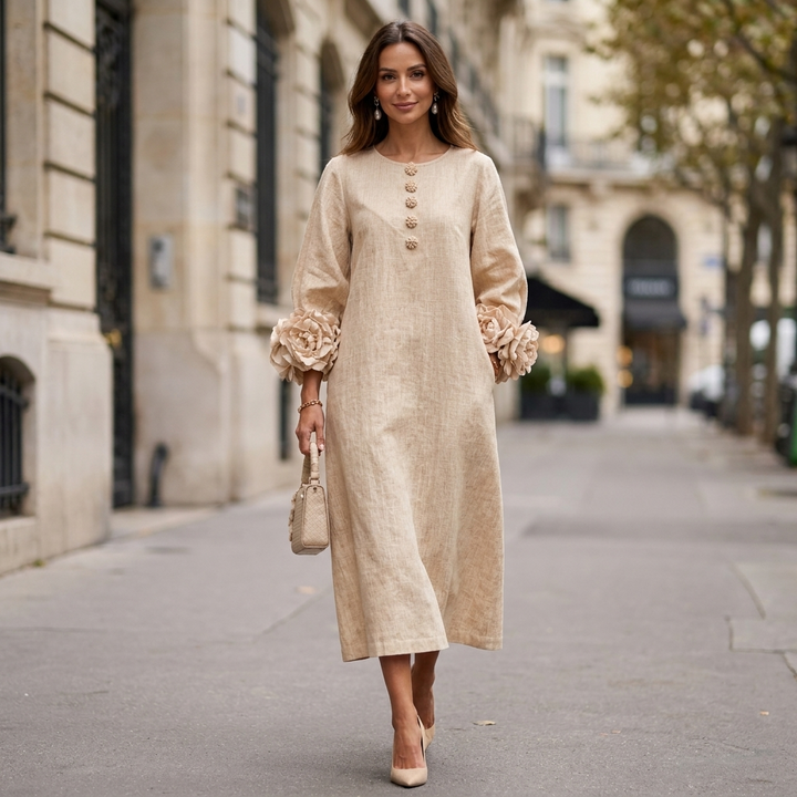 Celestine Lantern Sleeve Midi Dress