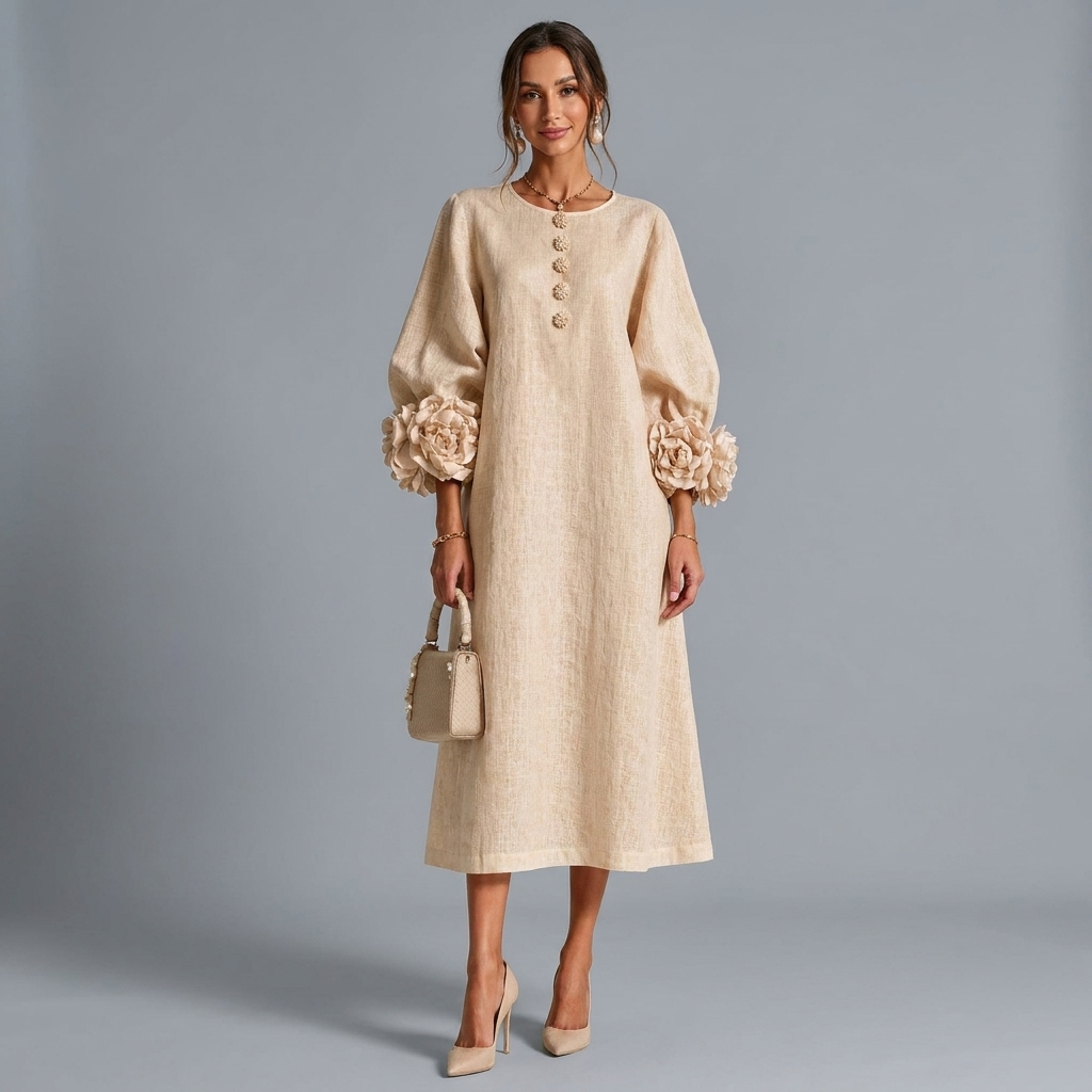 Celestine Lantern Sleeve Midi Dress