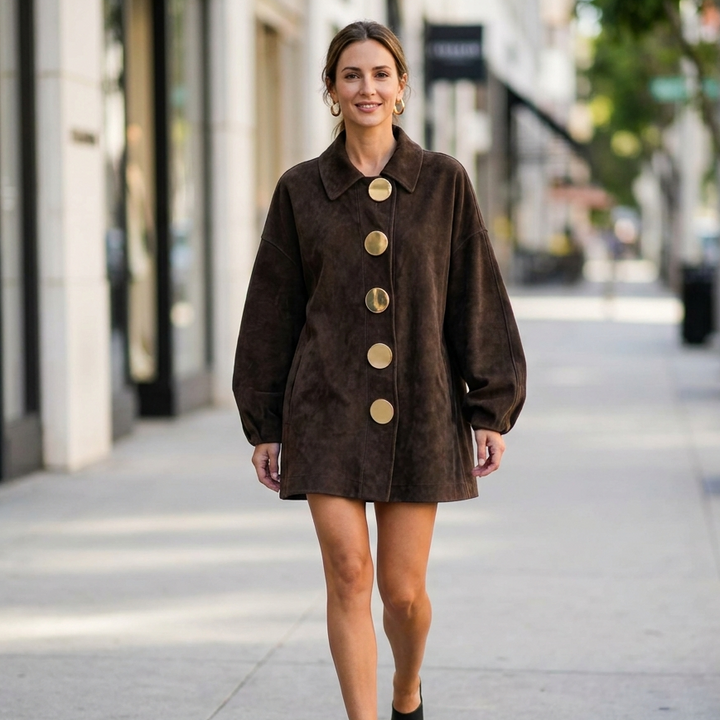 Odalys Button Front Suede Jacket