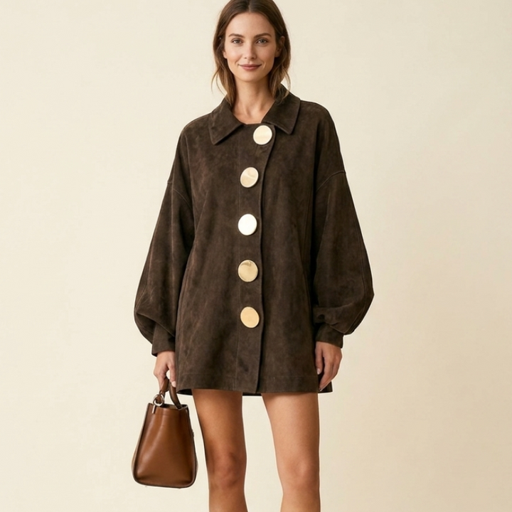 Odalys Button Front Suede Jacket