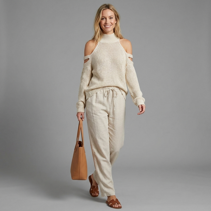 Simone Cutout Shoulder Sweater Set