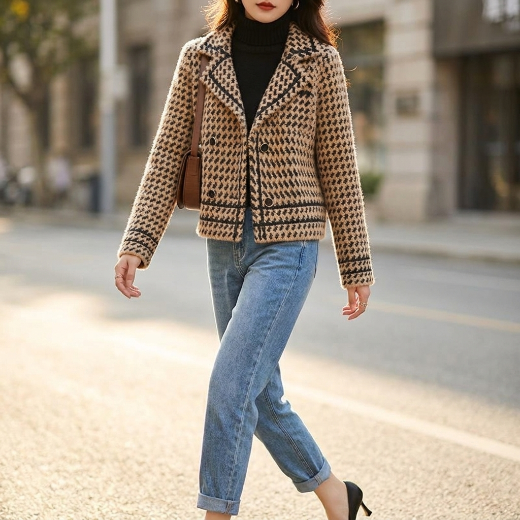 Winona Houndstooth Knit Jacket