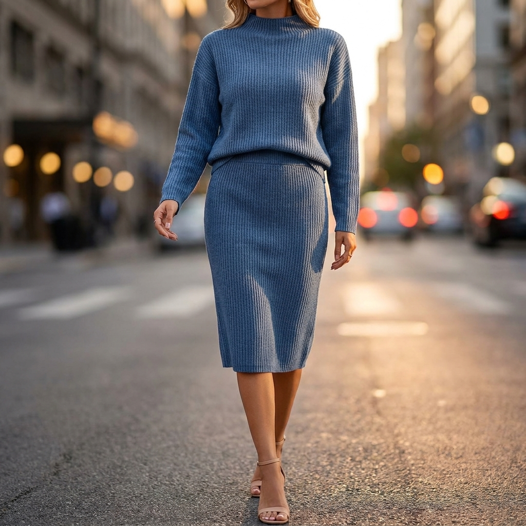 Ines Ribbed Knit Skirt Set