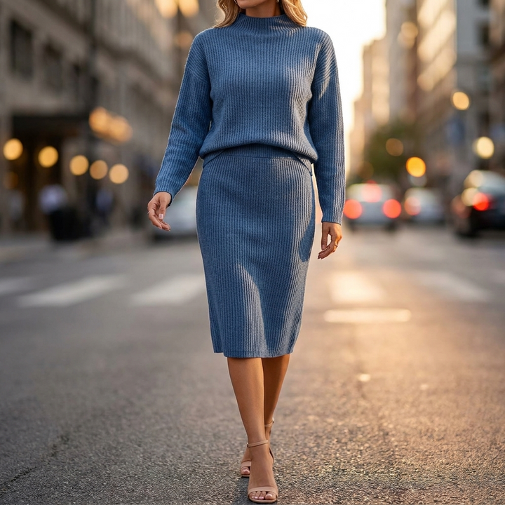 Ines Ribbed Knit Skirt Set