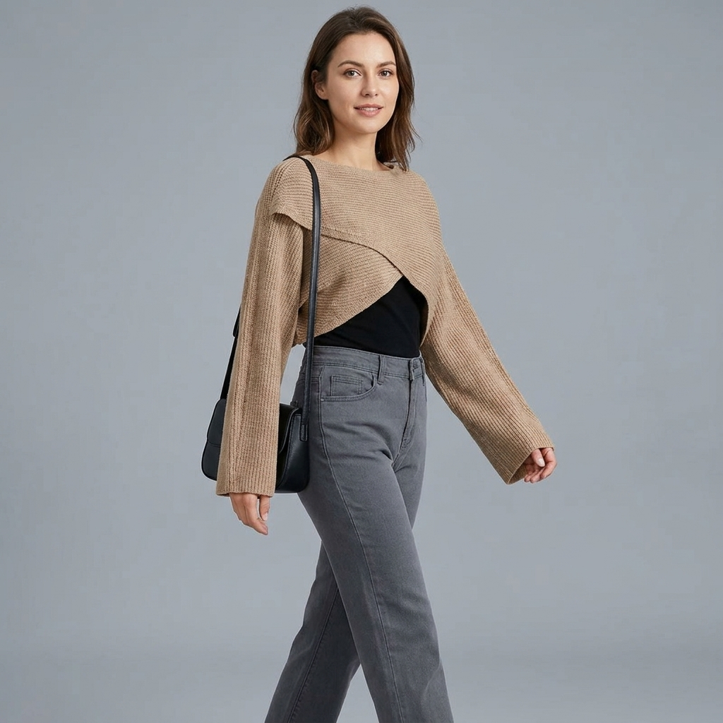 Genevra Crisscross Crop Sweater