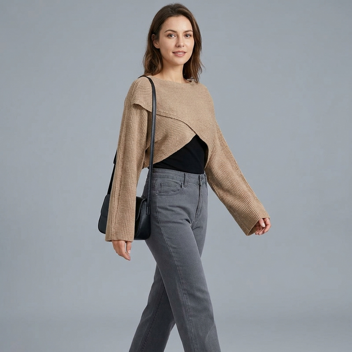 Genevra Crisscross Crop Sweater