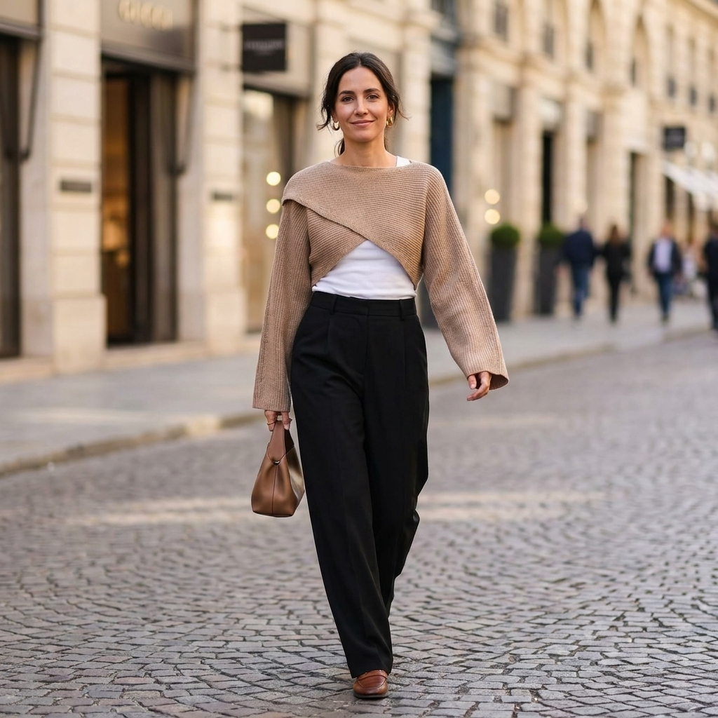 Genevra Crisscross Crop Sweater
