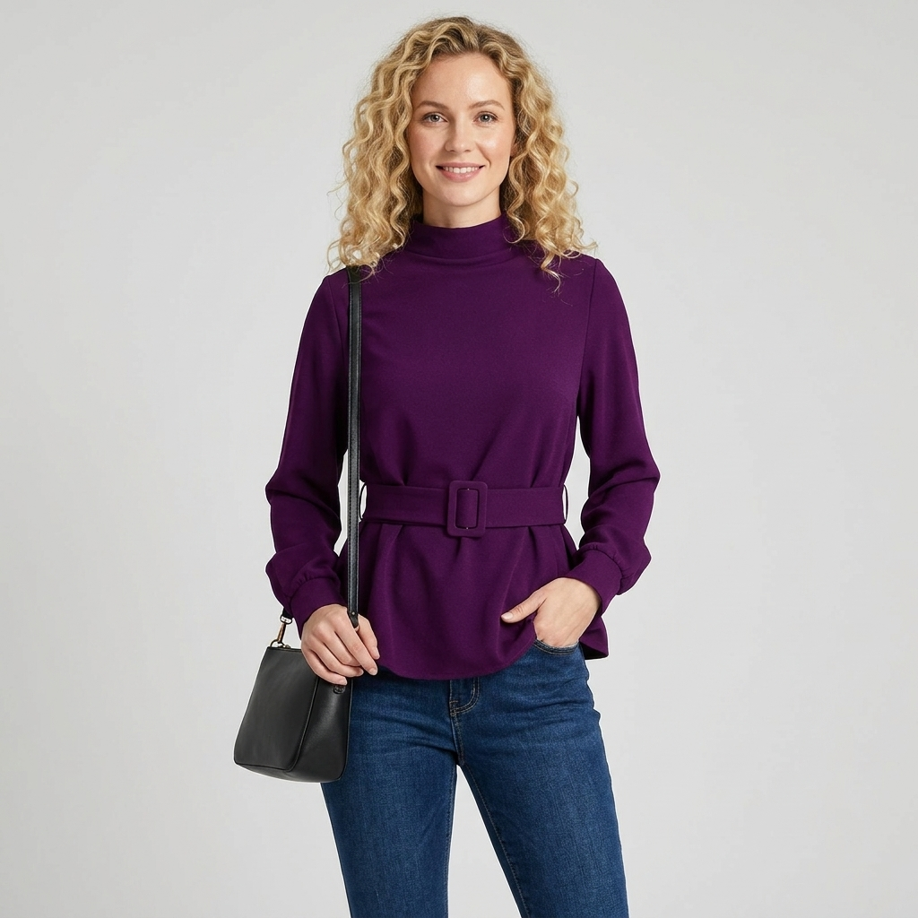 Liora Mock Neck Peplum Top