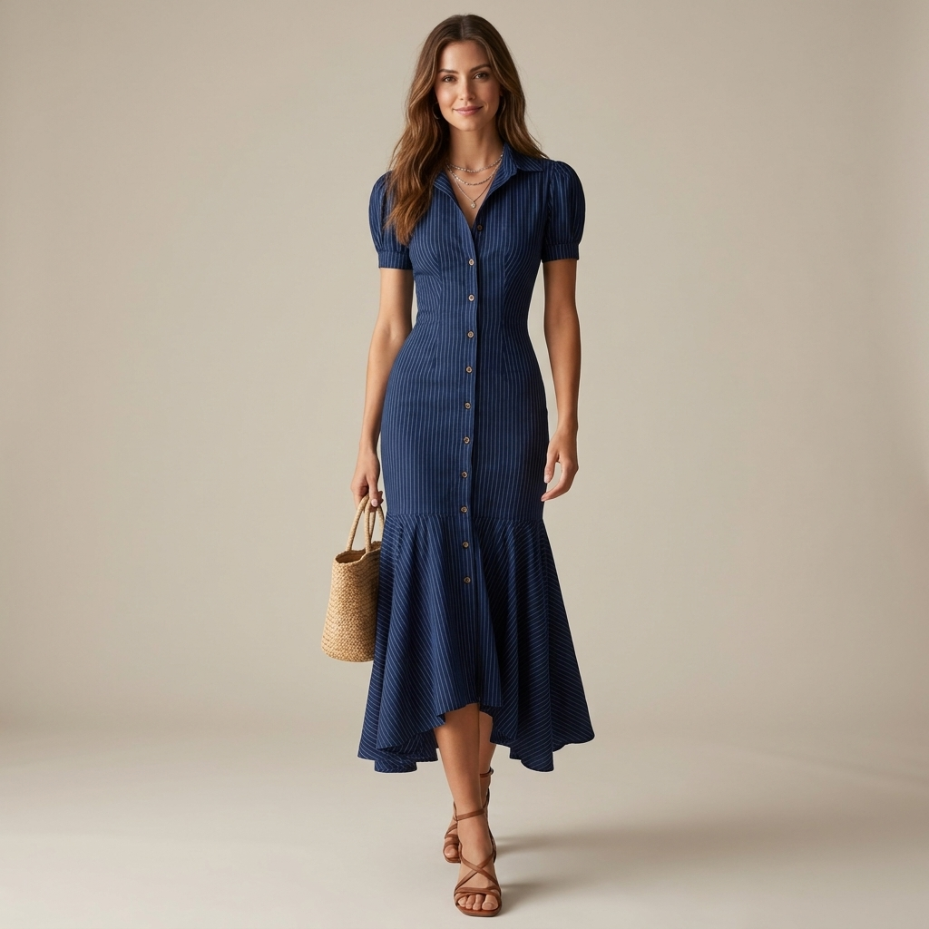 Isabeau Button Front Shirt Dress