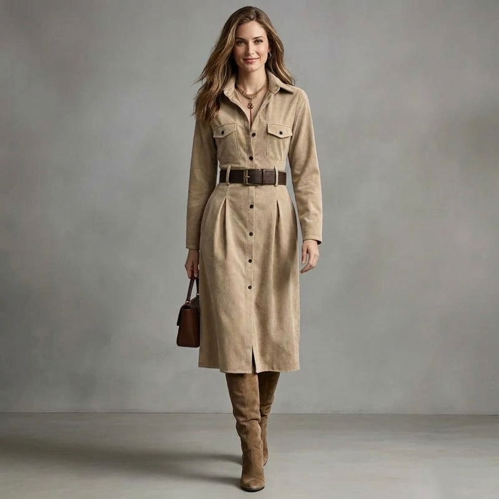 Miranda Faux Suede Shirt Dress