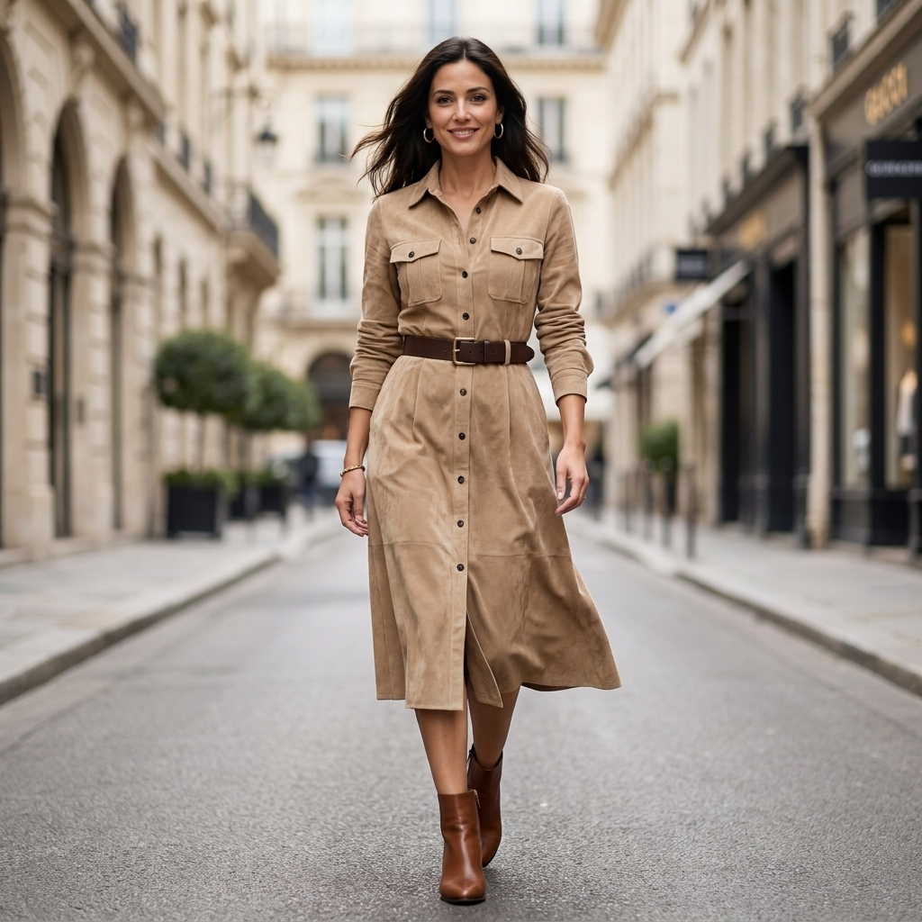 Miranda Faux Suede Shirt Dress