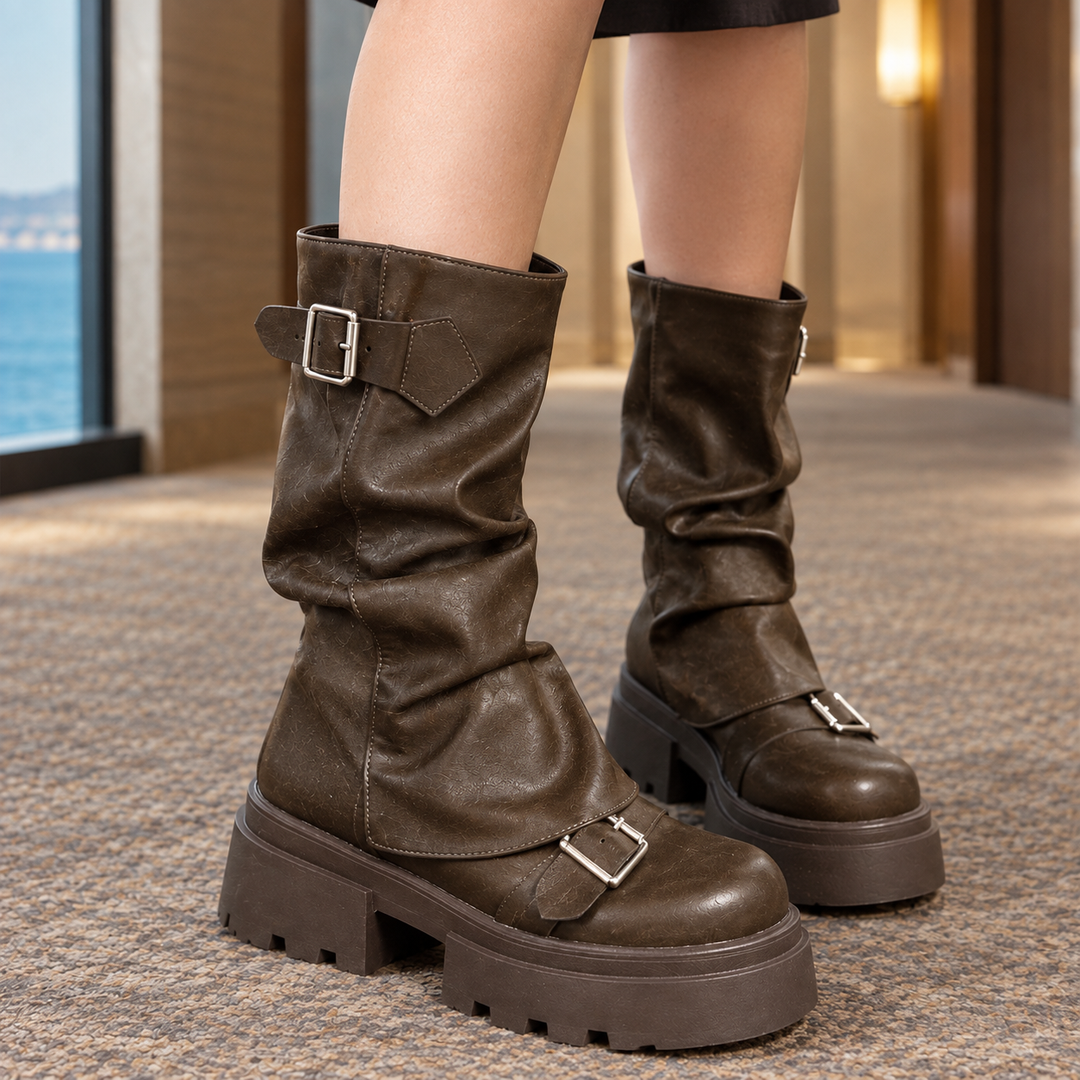 Karina Leather Platform Boots