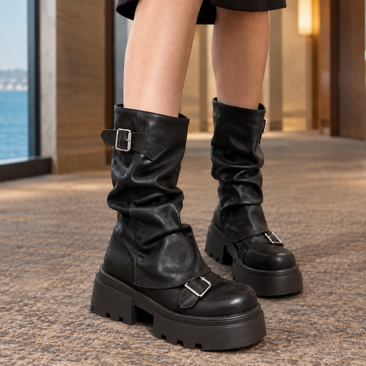 Karina Leather Platform Boots