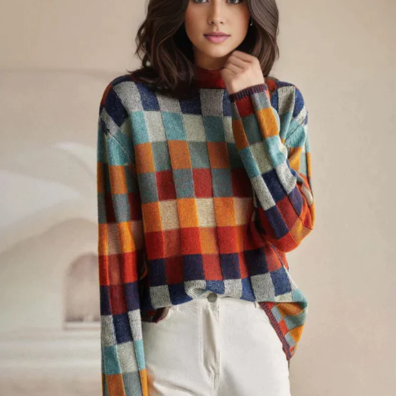 Manon Patchwork Turtleneck Sweater