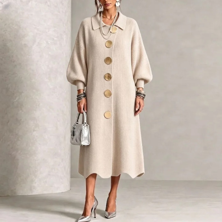 Adalira Button Front Sweater Dress