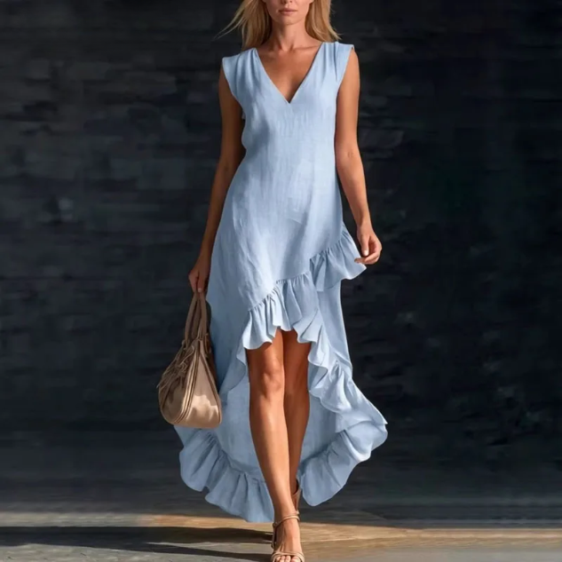 Celine Sleeveless Ruffle Maxi Dress