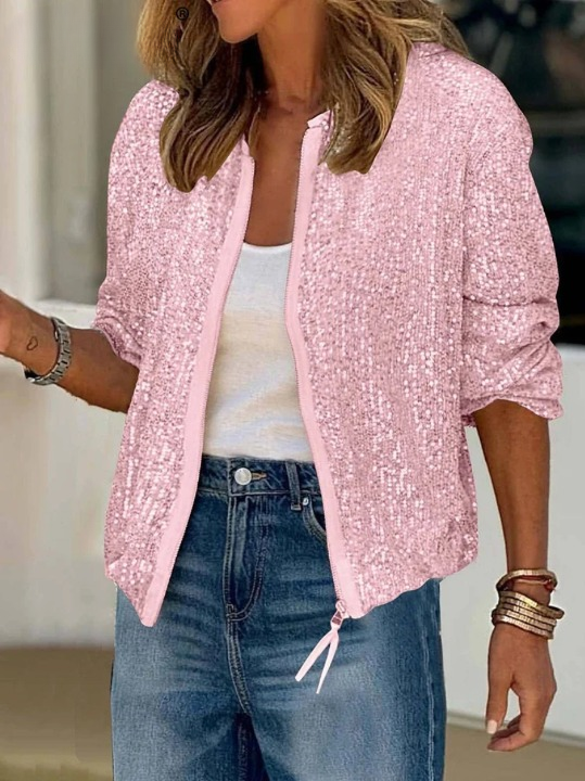 Zinnia Sequin Bomber Jacket