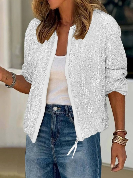 Zinnia Sequin Bomber Jacket